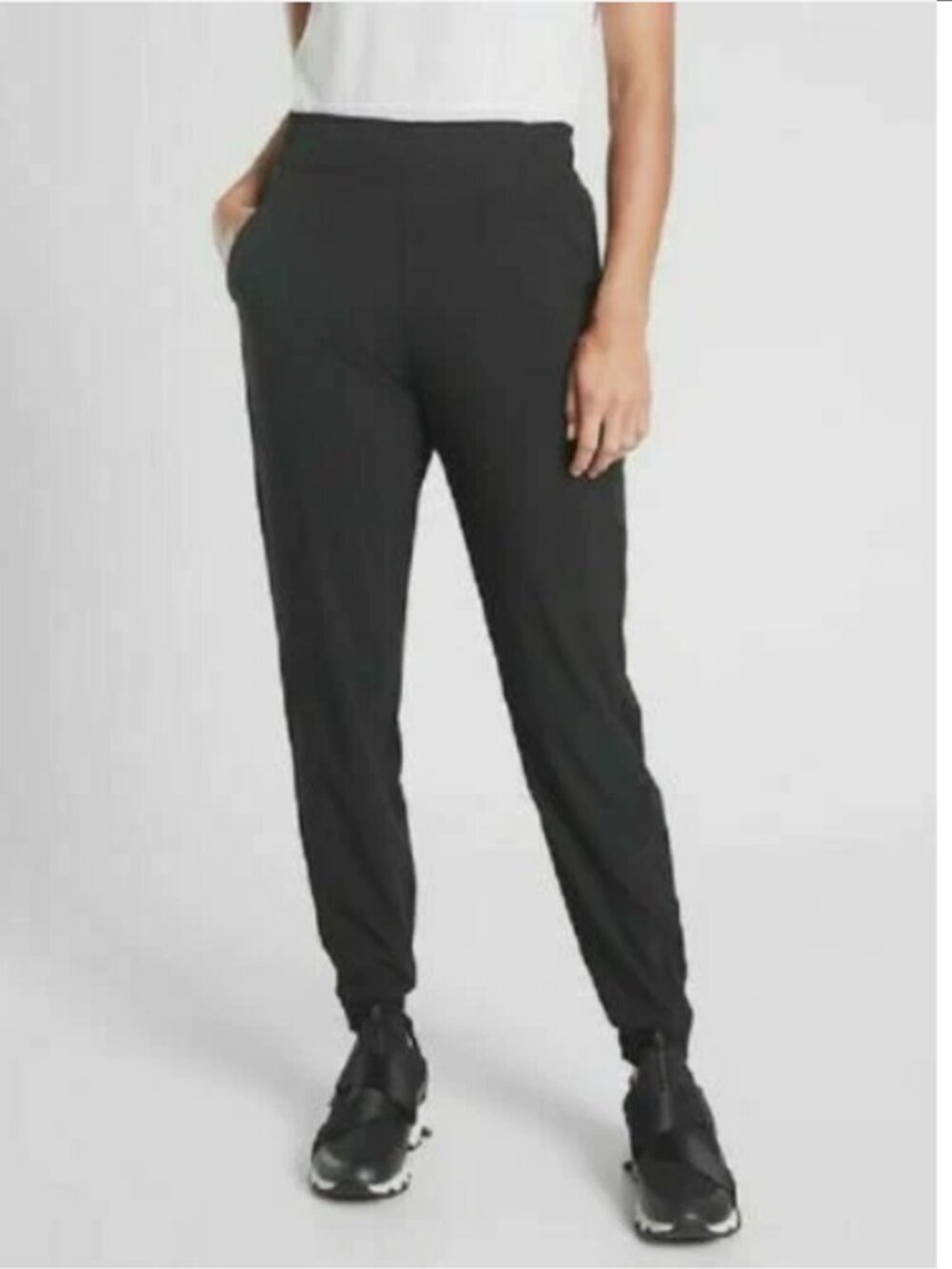 ATHLETA‎ Brooklyn Jogger Lightweight Travel Pants Black Size 12 EUC